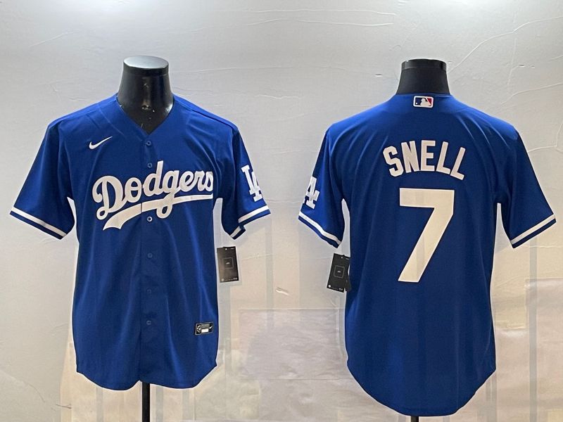 Men Los Angeles Dodgers 7 Snell Blue Game 2024 Nike MLB Jersey style 0115